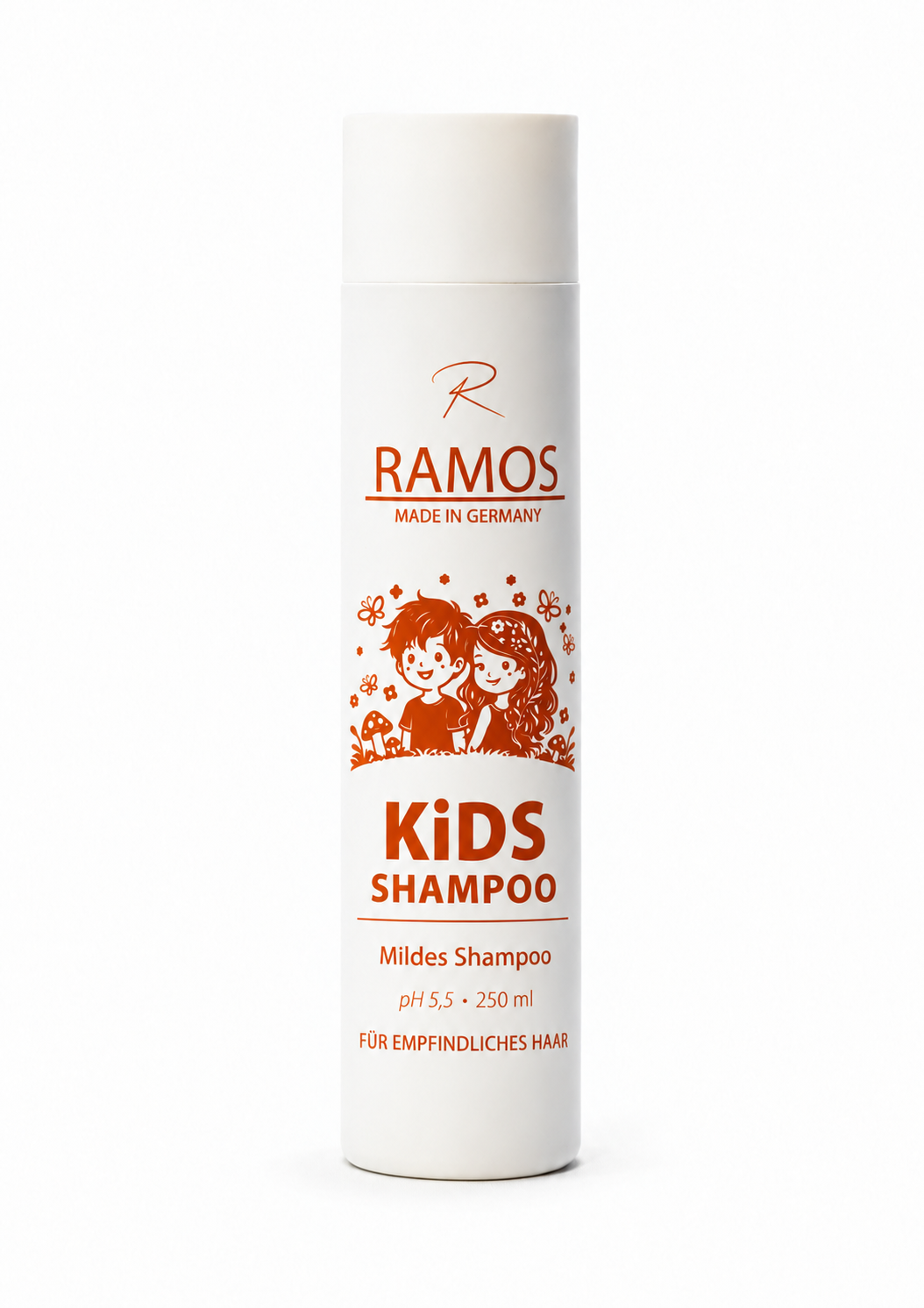 Ramos Kids Shampoo 250 ml - vollständiges Kids-Etikett mit pH 5,5