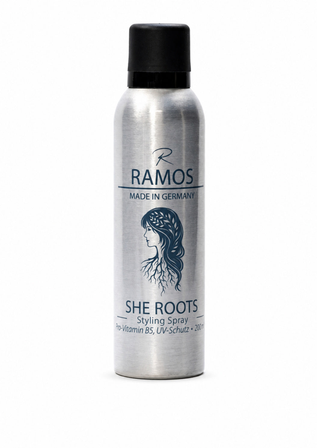 She Roots Styling Spray in silberner Sprühdose